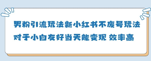 男粉引流玩法(新)，玩法友好做的好当天就能变现-鸿洪资源网