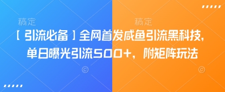 【引流必备】全网首发咸鱼引流黑科技，单日曝光引流500+，附矩阵玩法【揭秘】-鸿洪资源网