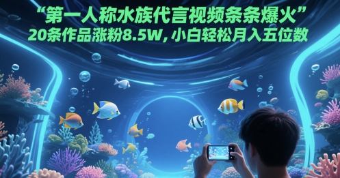 第一人称水族代言视频条条爆火，20条作品涨粉8.5W，小白轻松月入五位数-鸿洪资源网