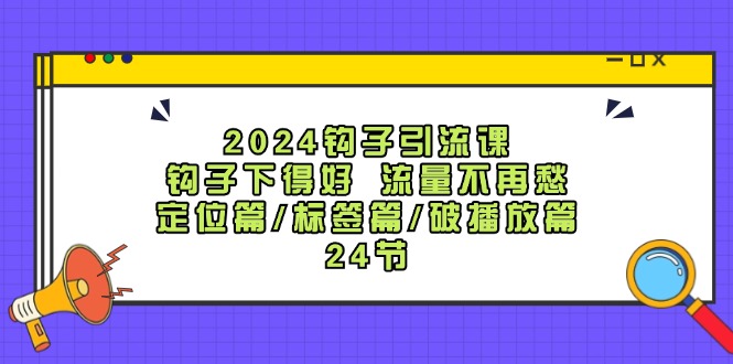 2024钩子引流课：钩子下得好流量不再愁，定位篇/标签篇/破播放篇/24节-鸿洪资源网