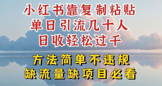 小红书靠复制粘贴单日引流几十人目收轻松过千，方法简单不违规【揭秘】-鸿洪资源网