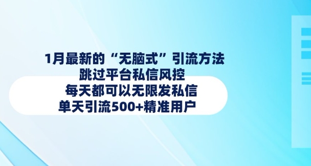 1月最新的无脑式引流方法，跳过平台私信风控，每天都可以无限发私信，单天引流500+精准用户-鸿洪资源网