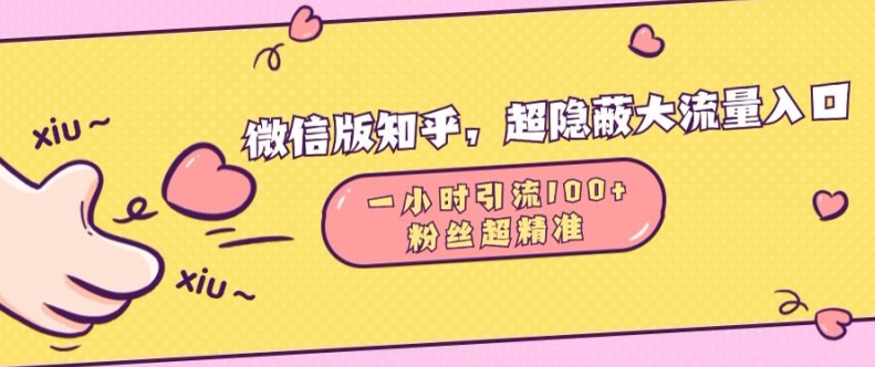 微信版知乎，超隐蔽流量入口1小时引流100人，粉丝质量超高【揭秘】-鸿洪资源网