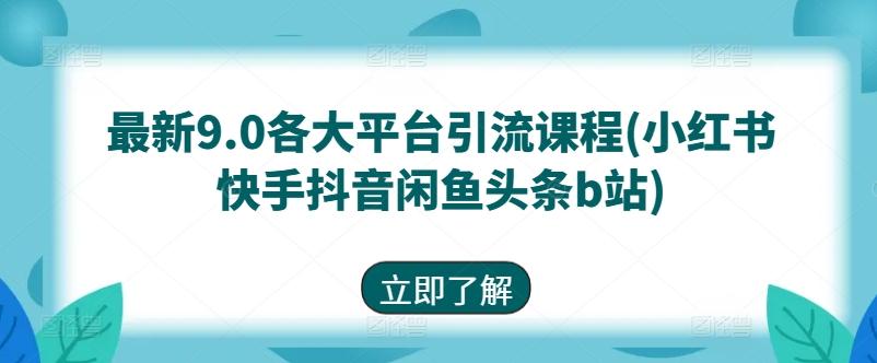 最新9.0各大平台引流课程(小红书快手抖音闲鱼头条b站)-鸿洪资源网