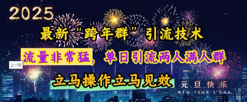 最新“跨年群”引流，流量非常猛，单日引流两人满人群，立马操作立马见效【揭秘】-鸿洪资源网