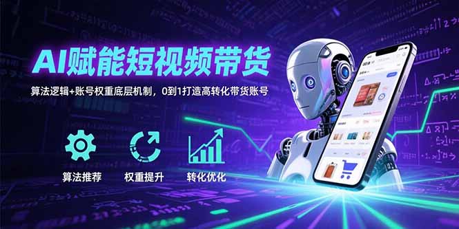 AI赋能短视频带货：算法逻辑+账号权重底层机制，0到1打造高转化带货账号-鸿洪资源网