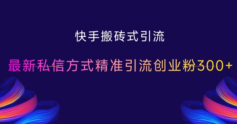 快手搬砖式引流，最新私信方式精准引流创业粉300+-鸿洪资源网