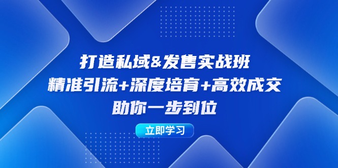 打造私域&发售实操班：精准引流+深度培育+高效成交，助你一步到位-鸿洪资源网