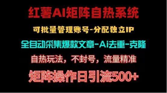 红薯矩阵自热系统，独家不死号引流玩法！矩阵操作日引流500+-鸿洪资源网
