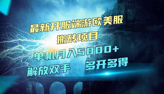 全网热门游戏欧美服端游搬砖，最新开服，项目红利期，单机月入5000+-鸿洪资源网