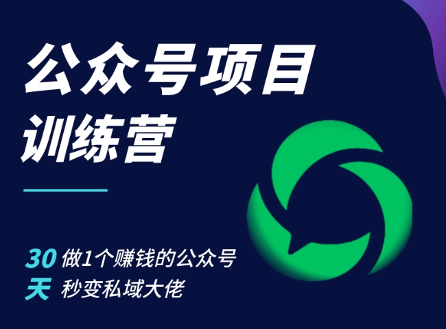 公众号项目训练营，30天做1个赚钱的公众号，秒变私域大佬-鸿洪资源网