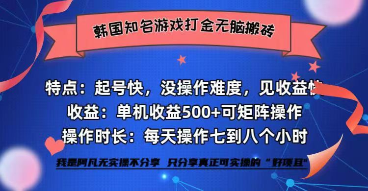 全网首发海外知名游戏打金无脑搬砖单机收益500+ 即做！即赚！当天见收益！-鸿洪资源网
