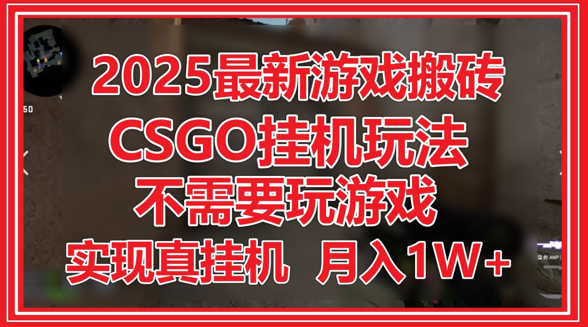2025最新游戏搬砖，CSGO挂机，不需要玩游戏，实现真挂机，月入1W+-鸿洪资源网