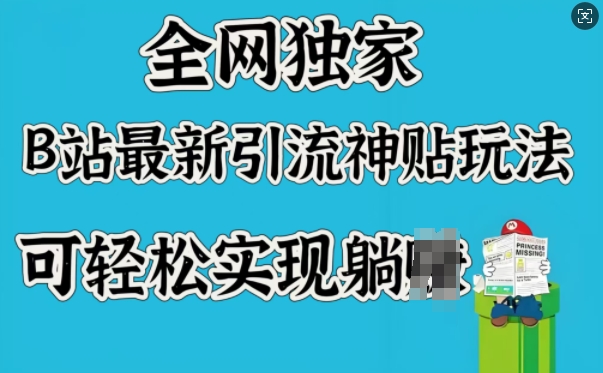 全网独家，B站最新引流神贴玩法，可轻松实现躺Z-鸿洪资源网