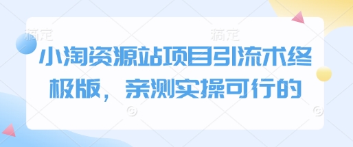 小淘资源站项目引流术终极版，亲测实操可行的-鸿洪资源网