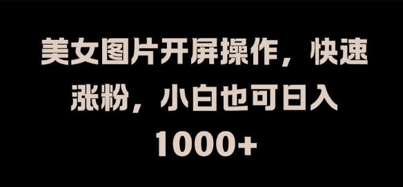 美女图片开屏操作，快速涨粉，小白也可日入1k【揭秘】-鸿洪资源网