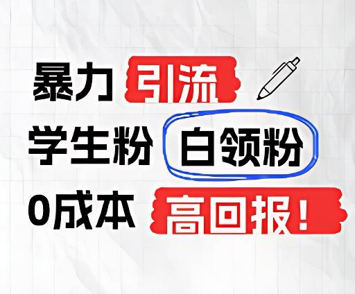 暴力引流学生粉白领粉，吊打以往垃圾玩法，0成本，高回报-鸿洪资源网