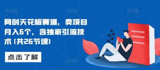 网创天花板赛道，卖项目月入6个，含独家引流技术(共26节课)-鸿洪资源网