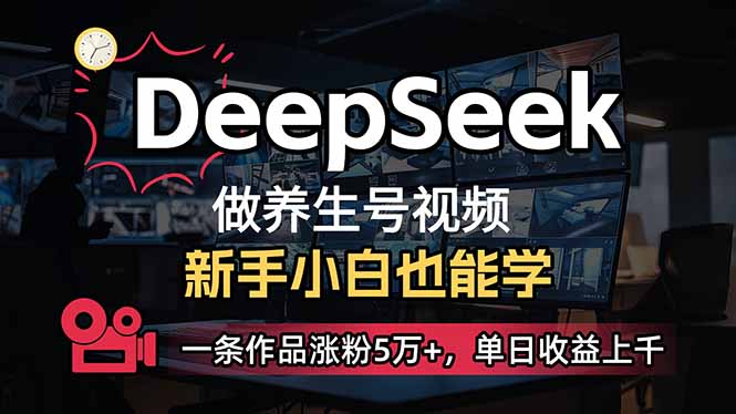 小白用DeepSeek做养生号，一条作品涨粉5万+，单日收益上千-鸿洪资源网