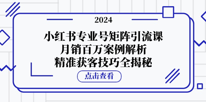 小红书专业号矩阵引流课，月销百万案例解析，精准获客技巧全揭秘-鸿洪资源网