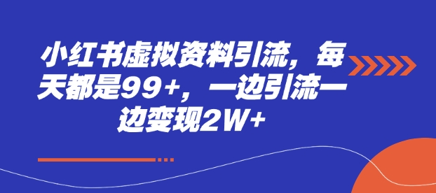 小红书虚拟资料引流，每天都是99+，一边引流一边变现2W+-鸿洪资源网