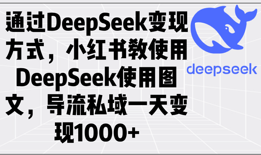 通过DeepSeek变现方式，小红书教使用DeepSeek图文，导流私域一天变现1000+-鸿洪资源网