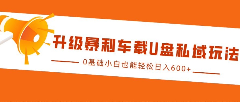 升级暴利车载U盘私域玩法，0基础小白也能轻松日入多张【揭秘】-鸿洪资源网
