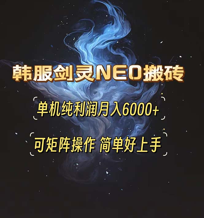 韩服剑灵NEO搬砖攻略，单机纯利润月入6000+ 可矩阵操作，简单好上手。-鸿洪资源网