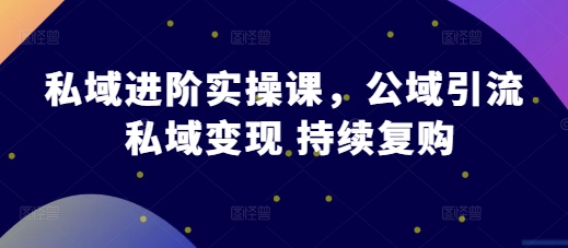 私域进阶实操课，公域引流 私域变现 持续复购-鸿洪资源网