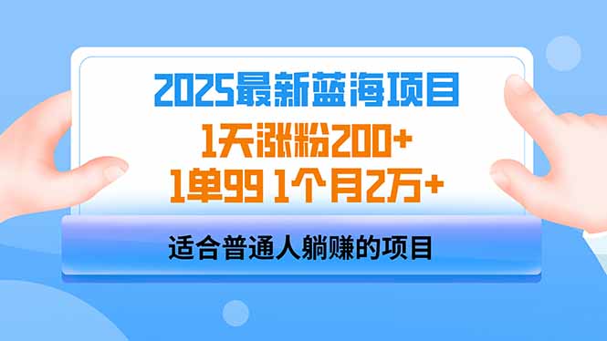 2025蓝海项目 1天涨粉200+ 1单99 1个月2万+-鸿洪资源网