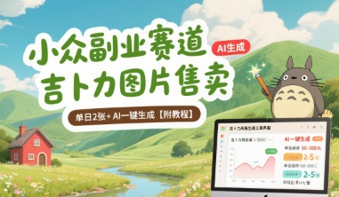 小众副业赛道 吉卜力图片售卖 单日2张+ AI一键生成【附教程】-鸿洪资源网