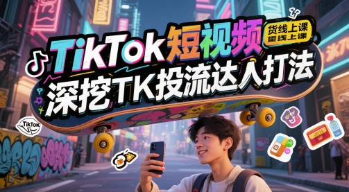 TikTok短视频带货线上课，深挖TK投流达人打法-鸿洪资源网