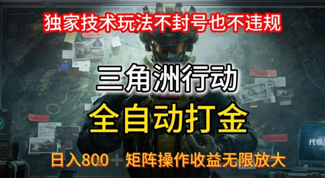 三角洲最新全自动G机，独家技术玩法，不封号也不违规， 日入8张+可矩阵操作，收益无限放大【揭秘】-鸿洪资源网