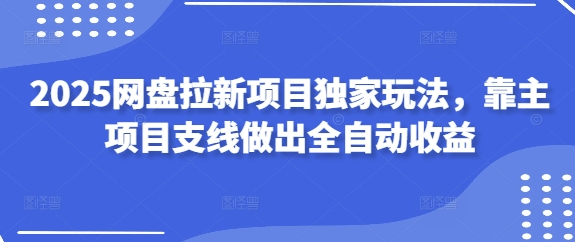 2025网盘拉新项目独家玩法，靠主项目支线做出全自动收益-鸿洪资源网