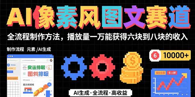 AI像素风图文赛道：全流程制作方法，播放量一万能获得6块到8块的收入-鸿洪资源网