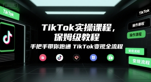 TikTok实操课程，保姆级教程，手把手带你跑通TikTok变现全流程-鸿洪资源网