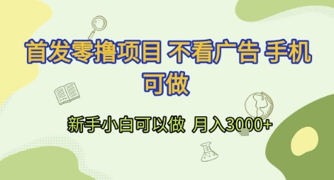 首发零撸项目 不看广告 手机可做 新手小白可以做  月入3k+【揭秘】-鸿洪资源网