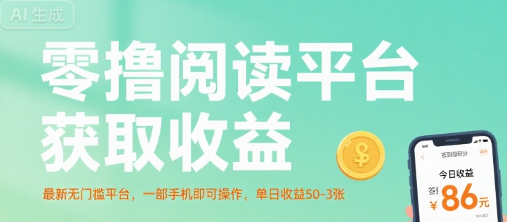 零撸阅读平台获取收益，最新无门槛平台，一部手机即可操作，单日收益50-3张【揭秘】-鸿洪资源网