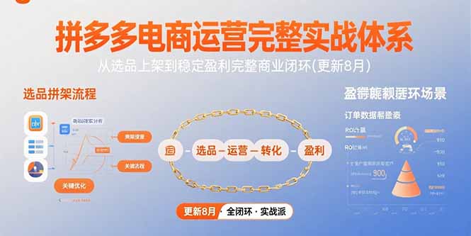 拼多多电商运营完整实战体系，从选品上架到稳定盈利完整商业闭环(更新8月-鸿洪资源网