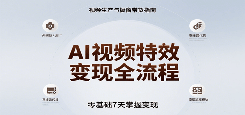 AI视频特效变现全流程，零基础7天掌握视频生产到橱窗带货变现-鸿洪资源网