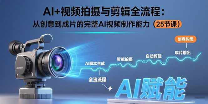 AI+视频拍摄与剪辑全流程：从创意到成片的完整AI视频制作能力(25节课-鸿洪资源网