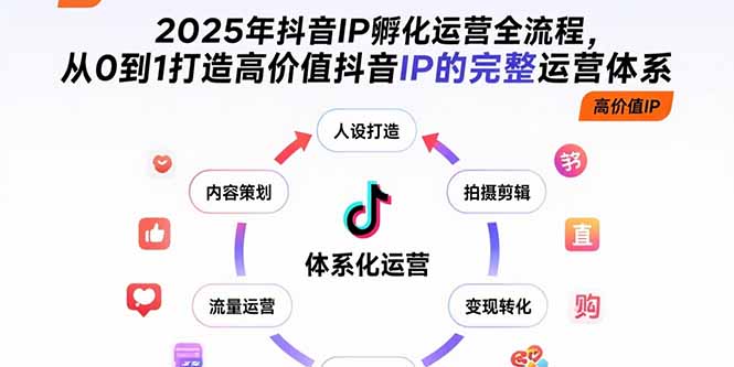 2025年抖音IP孵化运营全流程，从0到1打造高价值抖音IP的完整运营体系-鸿洪资源网