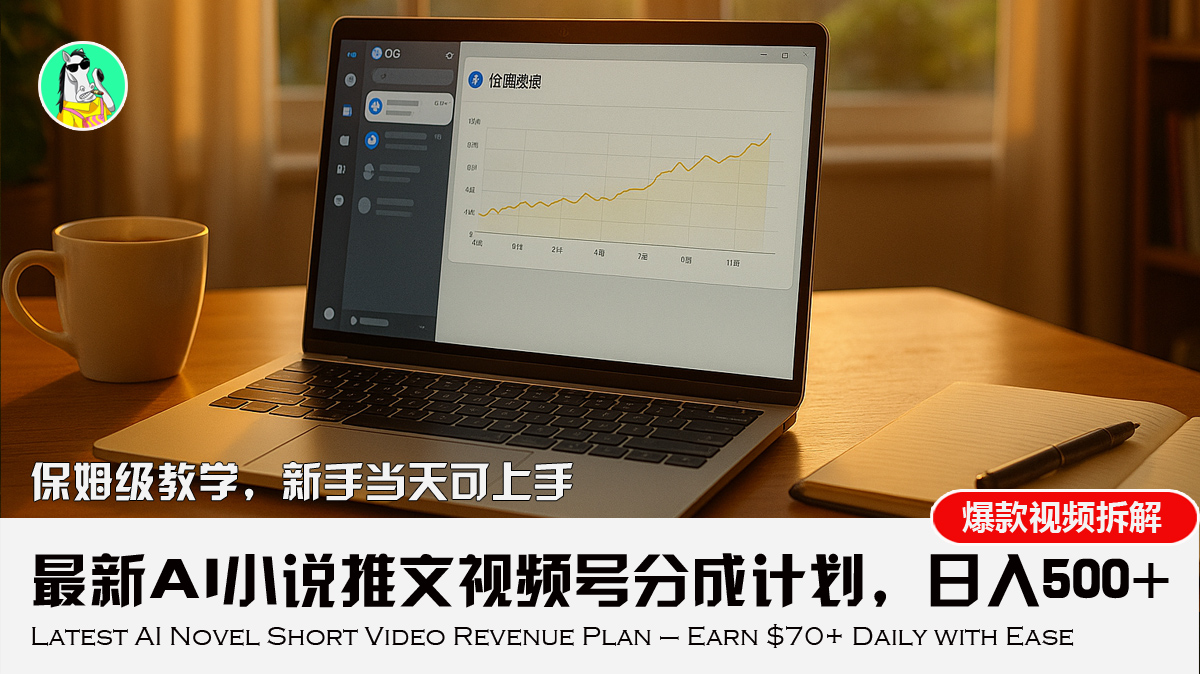 最新AI小说推文视频号分成计划，新手小白也能当天日入500+教程-鸿洪资源网