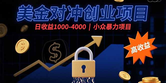 美金对冲创业项目，日收益1000-4000，小众暴力项目-鸿洪资源网