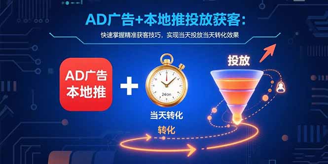 AD广告+本地推投放获客：快速掌握精准获客技巧，实现当天投放当天转化效果-鸿洪资源网