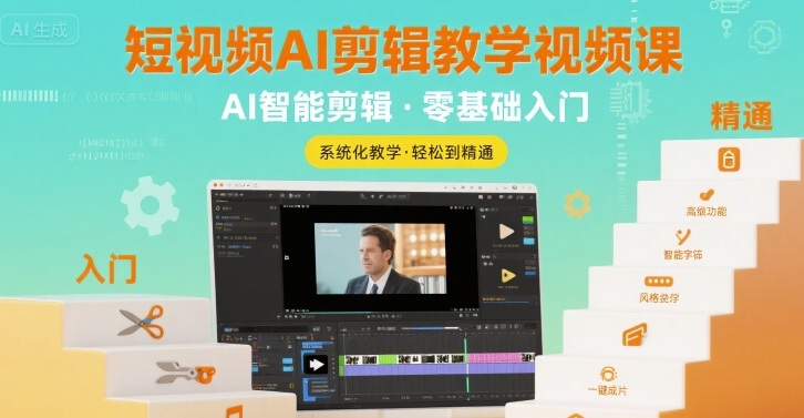 短视频AI剪辑教学视频课，入门到精通-鸿洪资源网