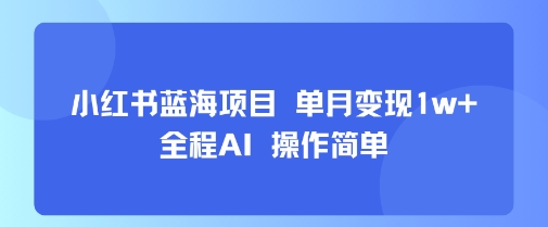 小红书蓝海项目 单月变现1w+ 全程AI 操作简单-鸿洪资源网