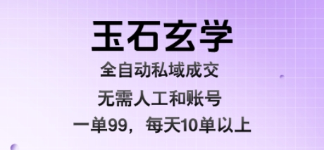 玉石玄学全自动私域成交，一单99每天十单以上，无需人工和矩阵账号，蓝海项目直接干【揭秘】-鸿洪资源网