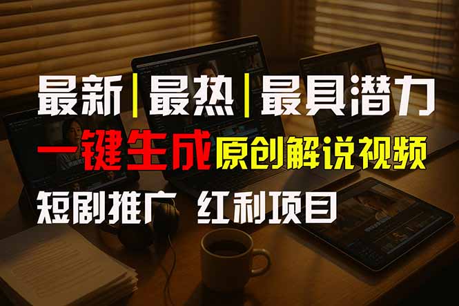 短剧推广新思路，AI一键生成原创解说视频，10分钟产出100条，30天赚了5.5w-鸿洪资源网