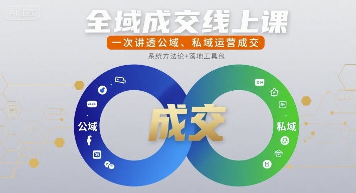 全域成交线上课，一次讲透公域、私域运营成交-鸿洪资源网